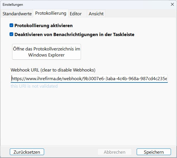 Webhook einstellen